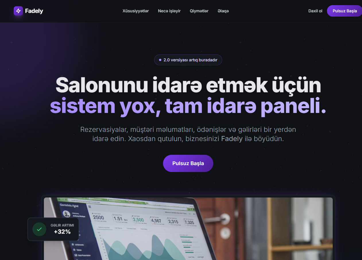 Fadely — Salon İdarəetmə Paneli